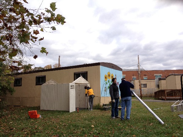 In November, a team of Young AFCEANs from the chapter build an outdoor supply shed to house materials for experiments and exercises at a local elementary school.
